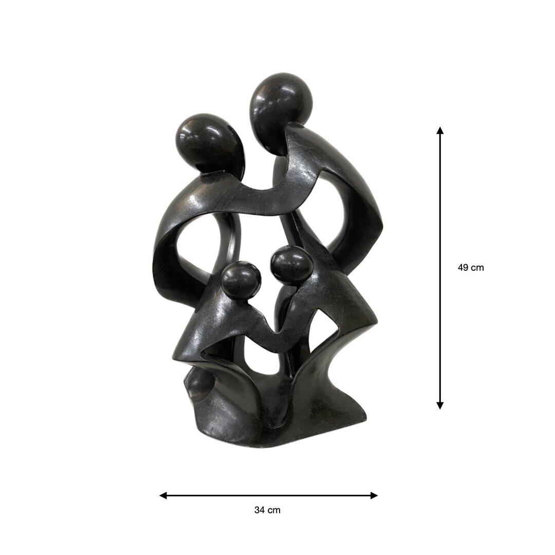 Soapstone sculpture family 4 persons green 49 cm