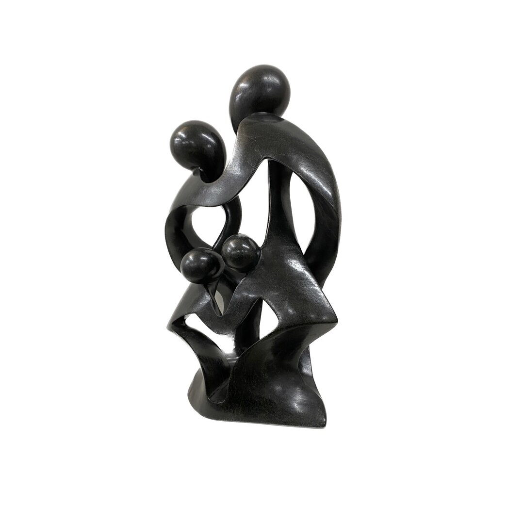 Speckstein Skulptur Familie 4 Personen gr&uuml;n 49 cm