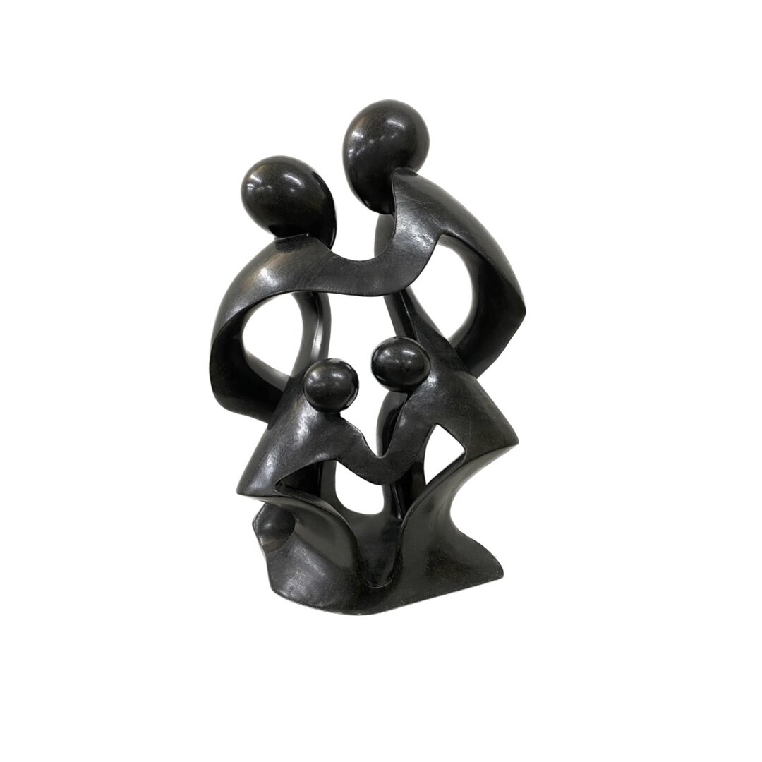 Speksteen beeld gezin 4 personen groen 49 cm