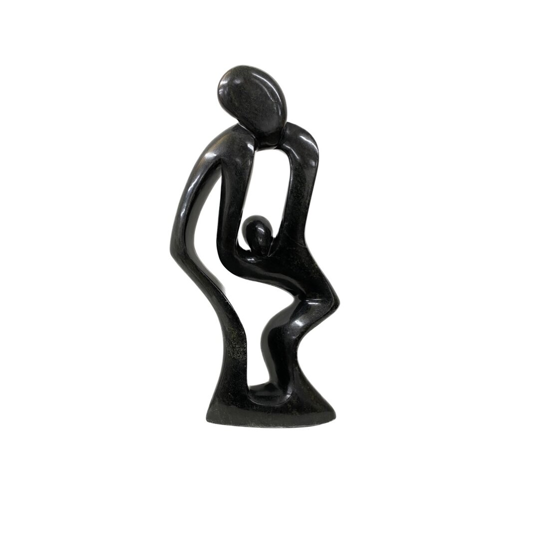 Sculpture en pierre ollaire famille 4 personnes vert 55 cm