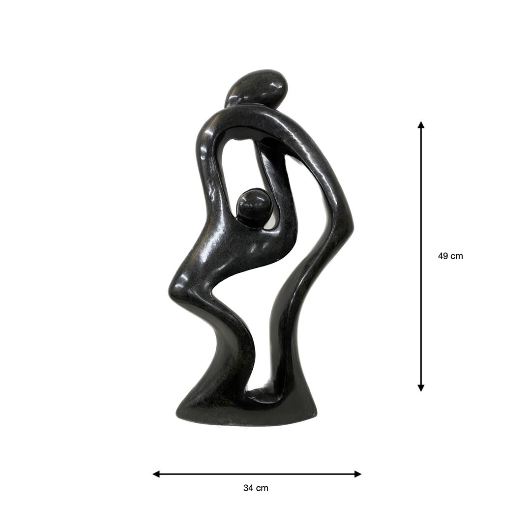 Soapstone sculpture family 4 persons green 55 cm