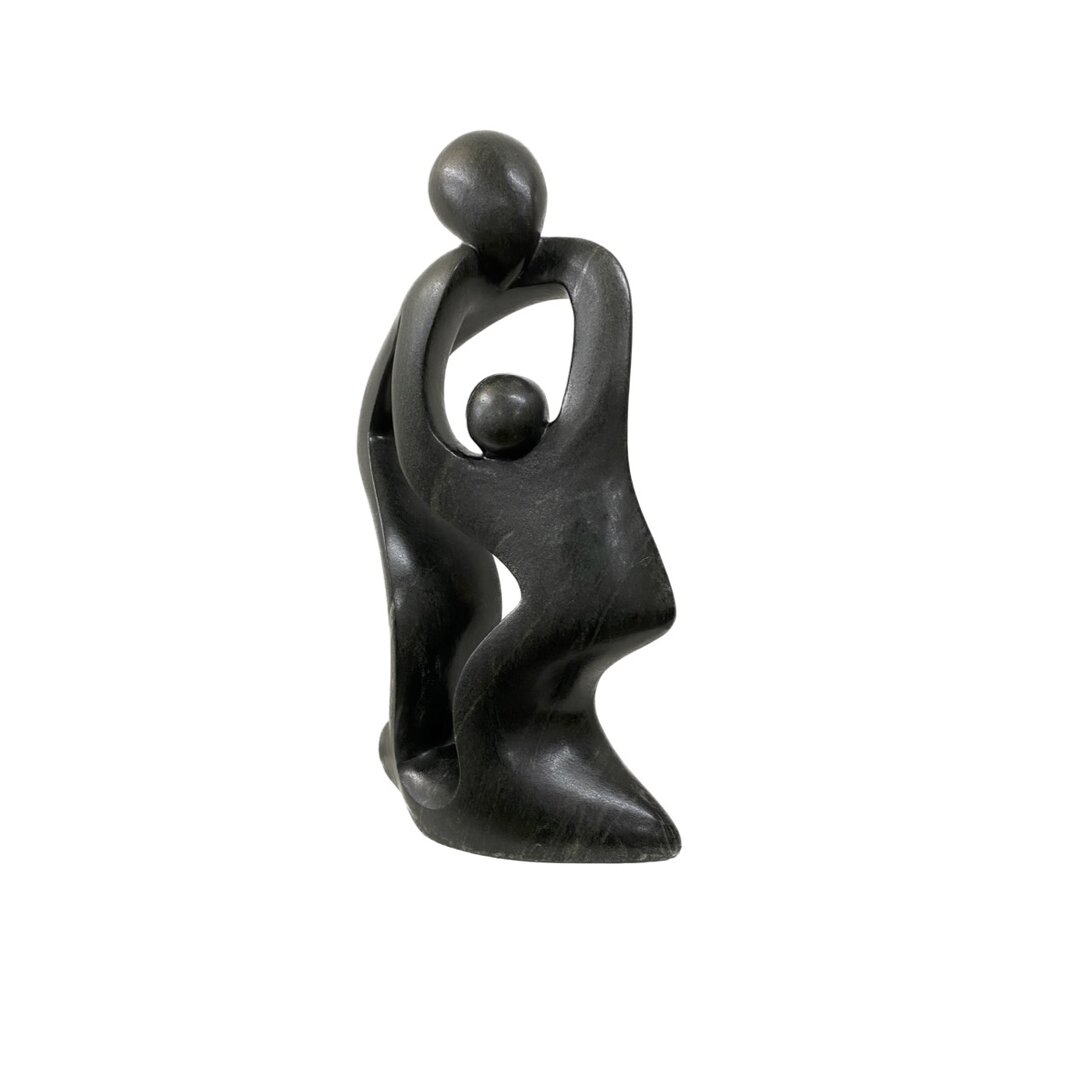 Statue en st&eacute;atite m&egrave;re et enfant vert 52 cm