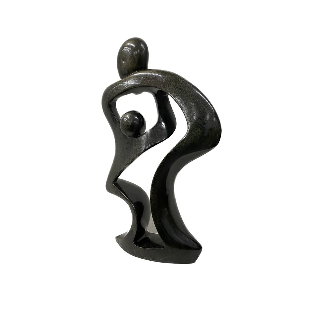 Speckstein Statue Mutter und Kind gr&uuml;n 42 cm