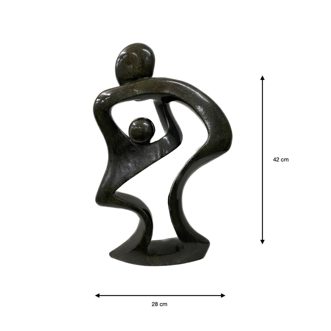 Soapstone statue mother and child green 42 cm