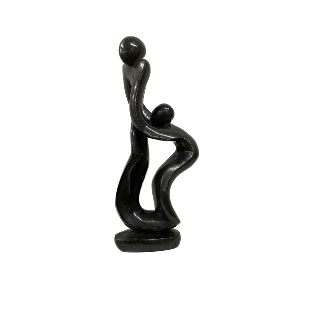 Speckstein Statue Mutter und Kind gr&uuml;n 45 cm