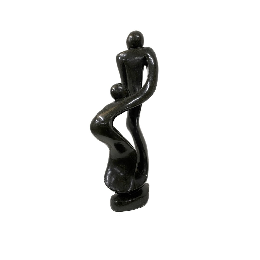 Speksteen beeld moeder en kind groen 45 cm