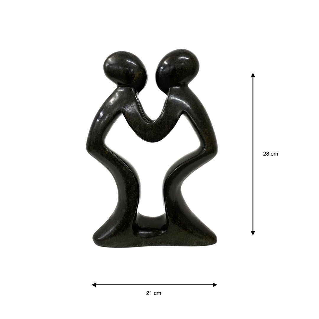Soapstone statue mother and child green 28 cm