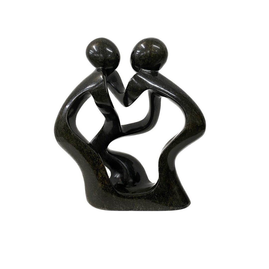 Speksteen beeld moeder en kind groen 28 cm