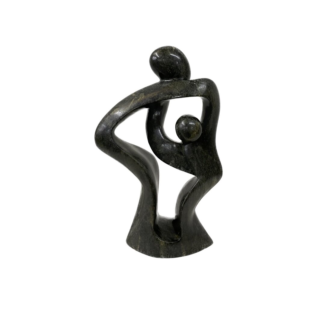 Speksteen beeld moeder en kind groen 31 cm