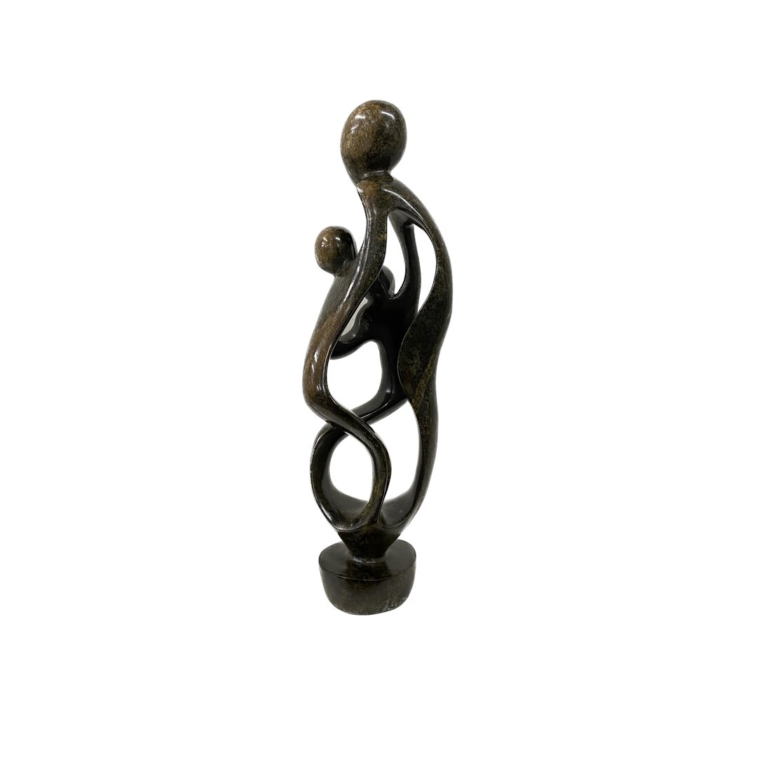 Speckstein Skulptur Familie 3 Personen gr&uuml;n 47 cm