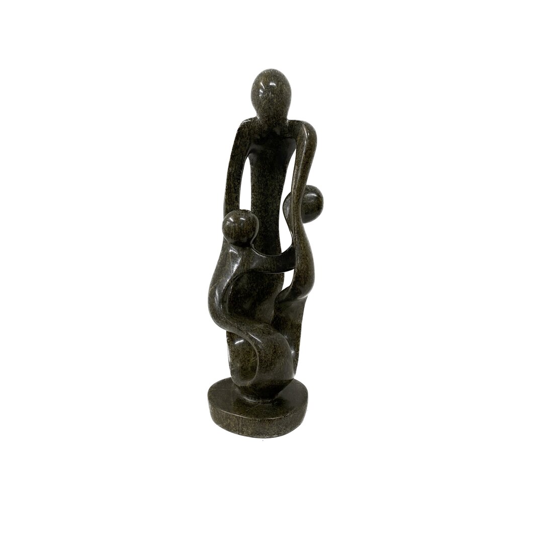 Sculpture en pierre ollaire famille 3 personnes vert 47 cm