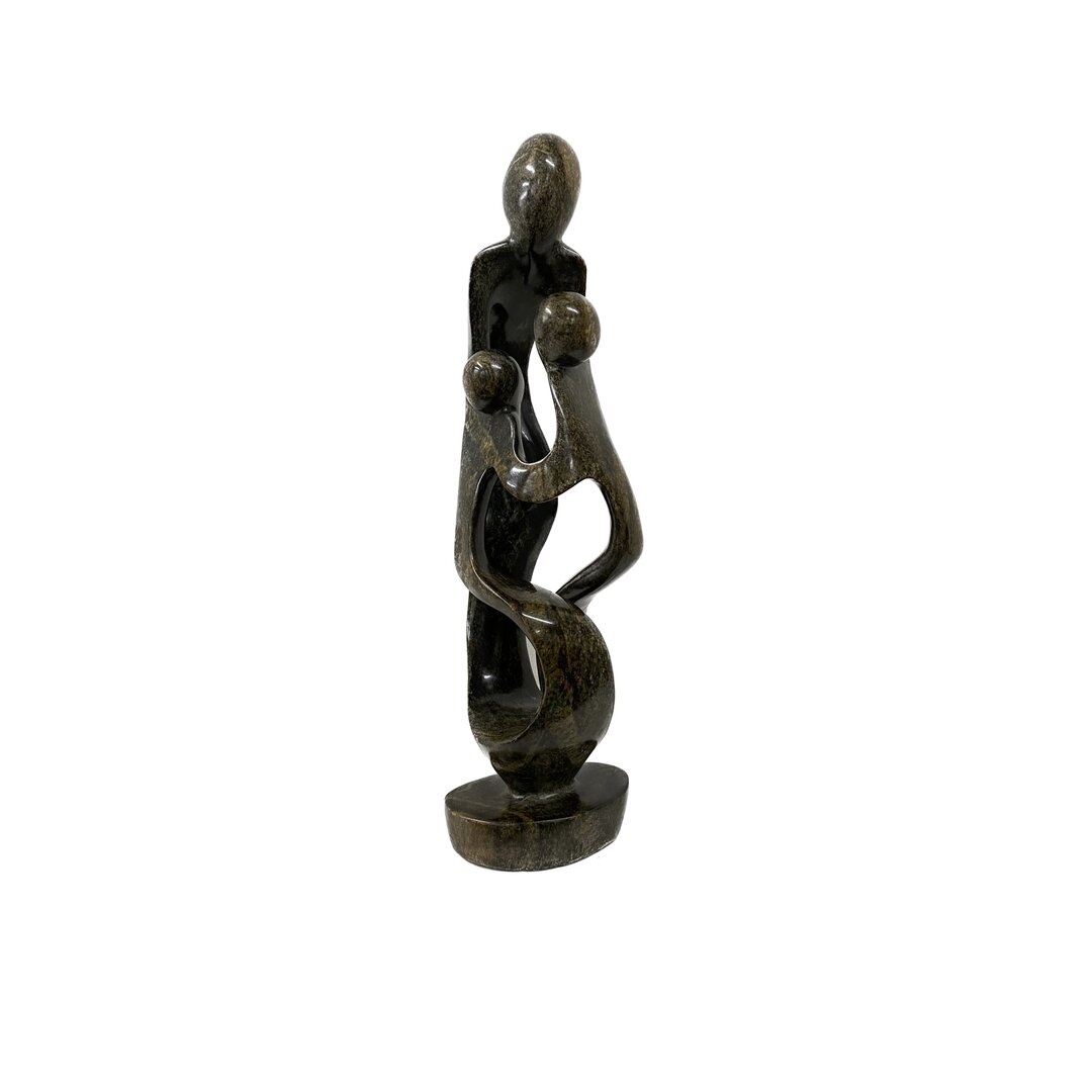 Speksteen beeld gezin 3 personen groen 47 cm
