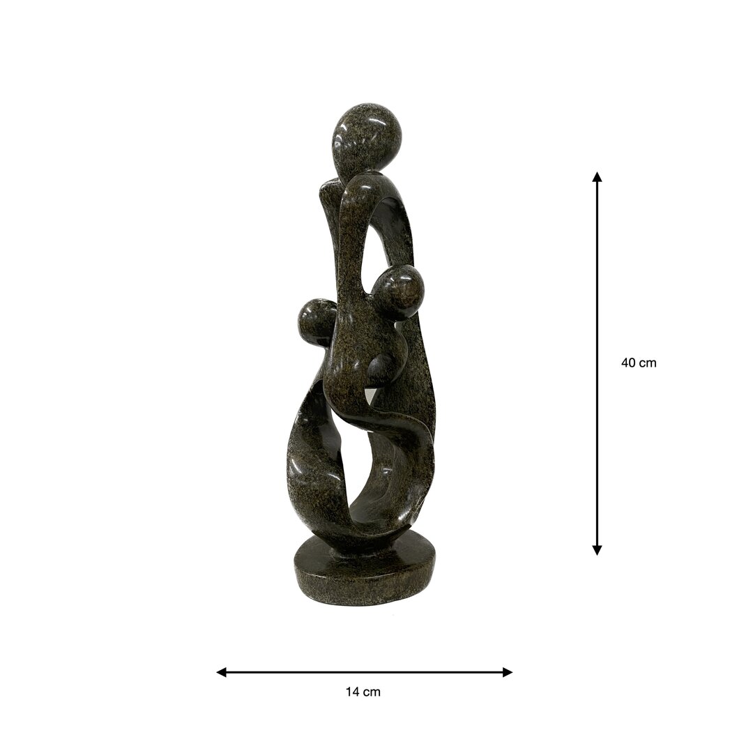Soapstone sculpture family 3 persons green 40 cm