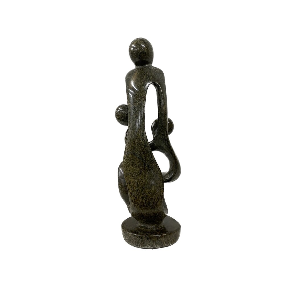 Speckstein Skulptur Familie 3 Personen gr&uuml;n 40 cm