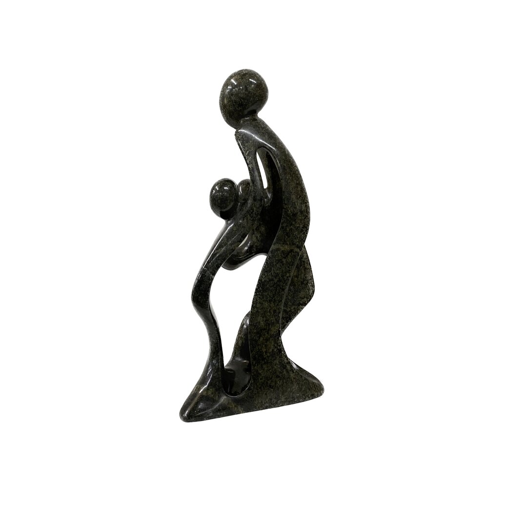 Sculpture en pierre ollaire famille 3 personnes vert 33 cm