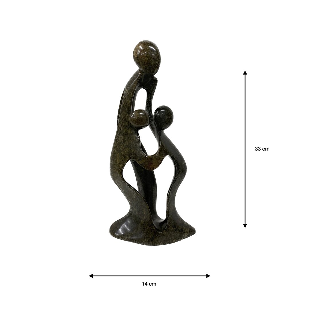 Soapstone sculpture family 3 persons green 33 cm