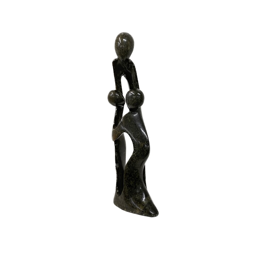 Speckstein Skulptur Familie 3 Personen gr&uuml;n 33 cm