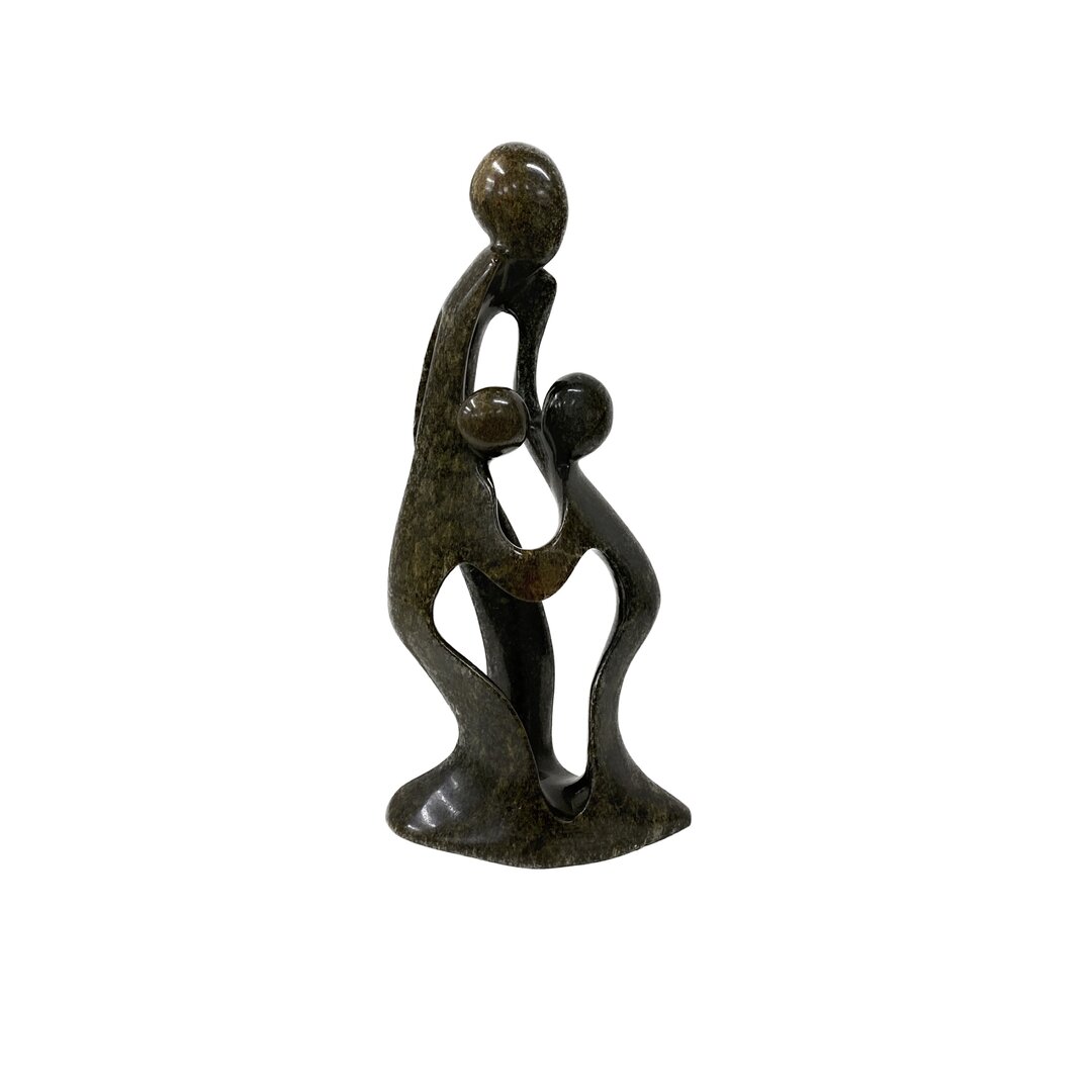 Speksteen beeld gezin 3 personen groen 33 cm
