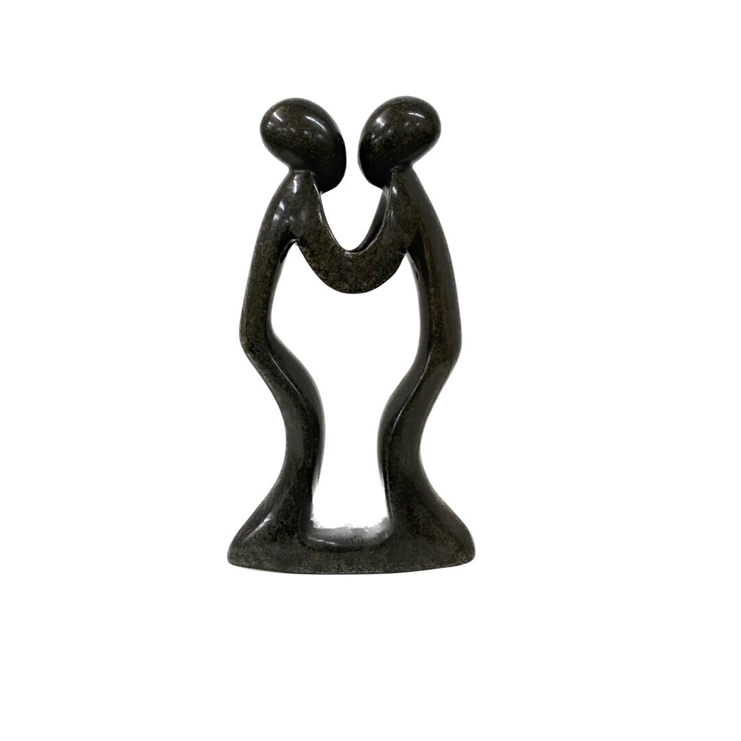 Soapstone sculpture love couple, couple green 30 cm