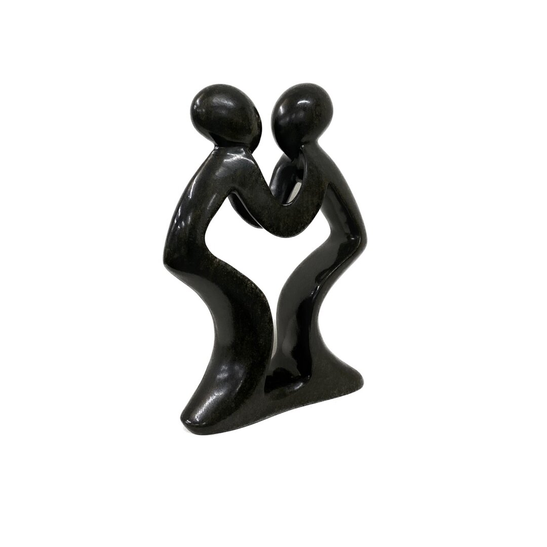Sculpture en st&eacute;atite couple d'amour, couple vert 28 cm
