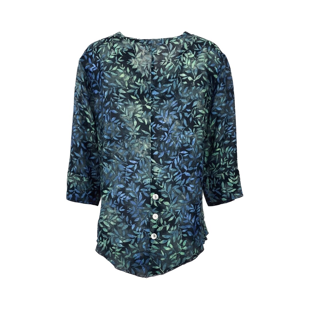 Unikat Artwear Kleidung Bluse 125 schwarz/gr&uuml;n/blau