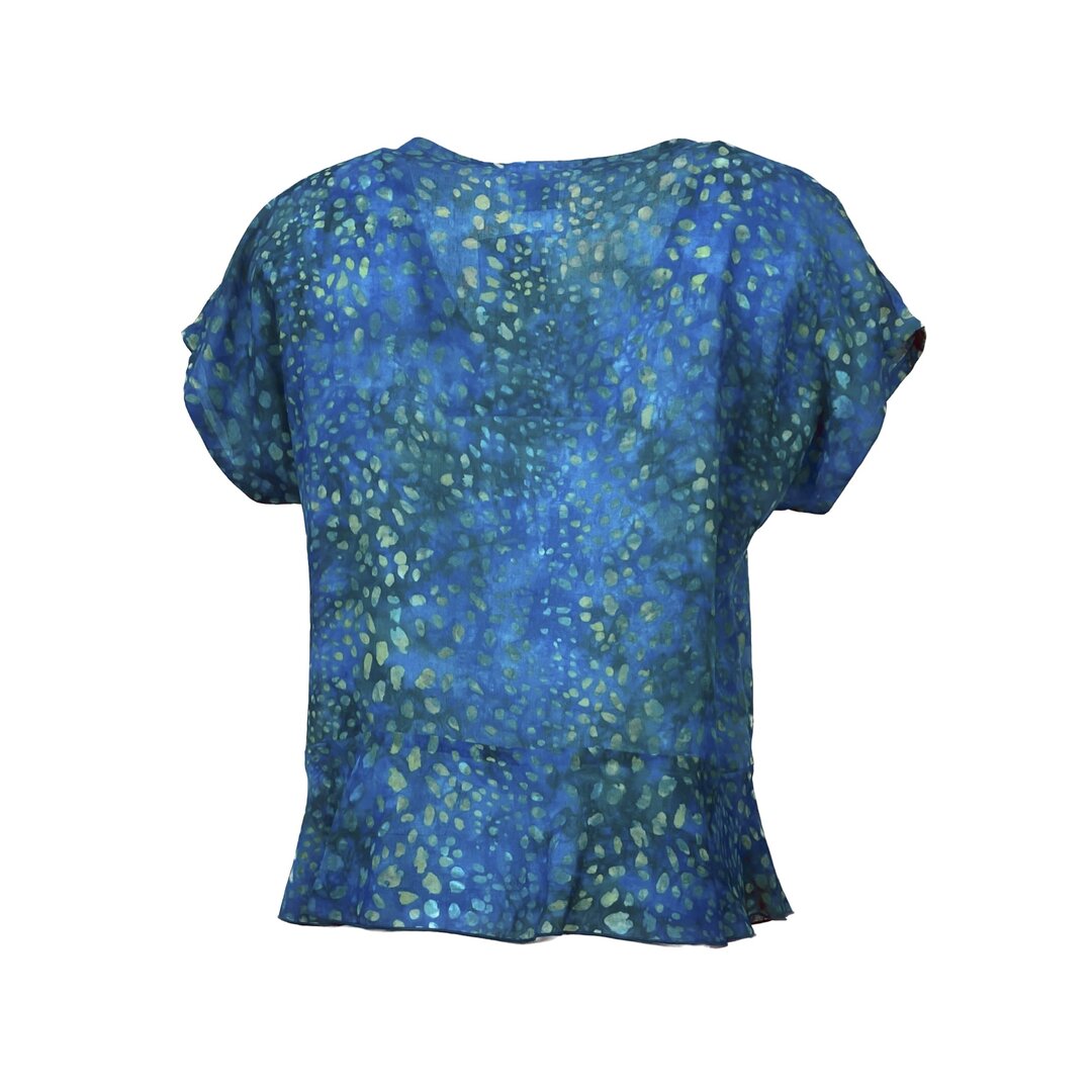 Unikat Artwear Kleidung Bluse 184 Blau/Gr&uuml;n