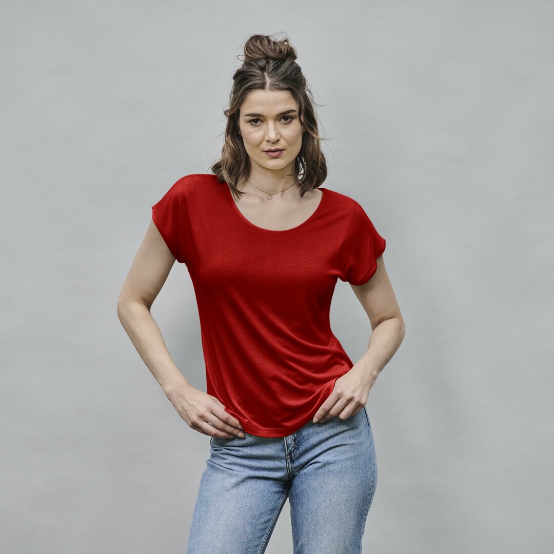 Kokon Zwo kleding shirt Cinda zijde viscose red