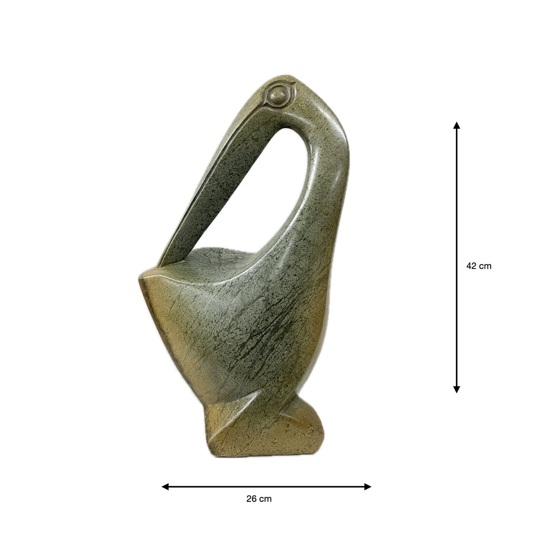 Stenen beeld, Stockbird, Fruit serpentine 42 cm