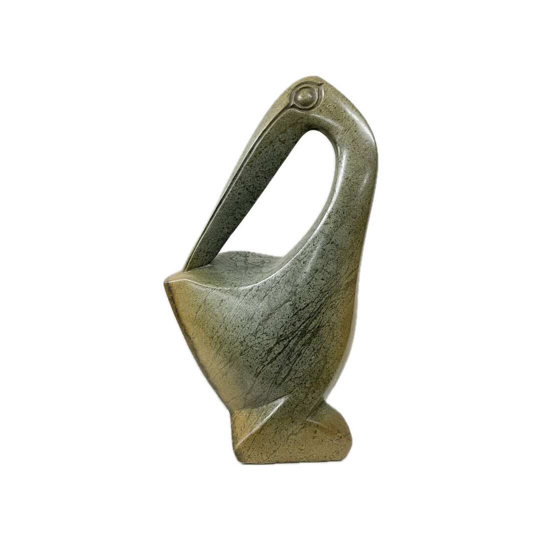 Stenen beeld, Stockbird, Fruit serpentine 42 cm