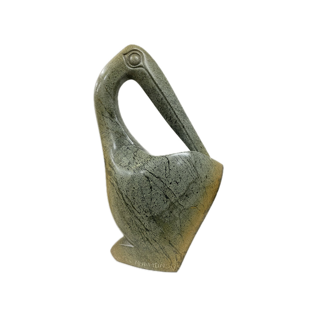 Stenen beeld, Stockbird, Fruit serpentine 42 cm