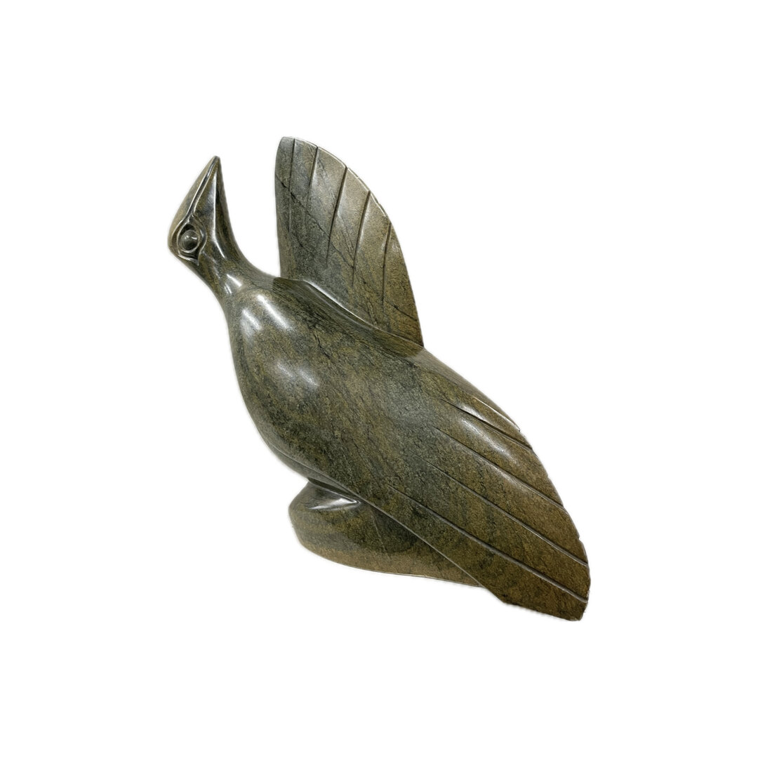 Stenen beeld, Scratching bird, Fruit serpentine 33 cm