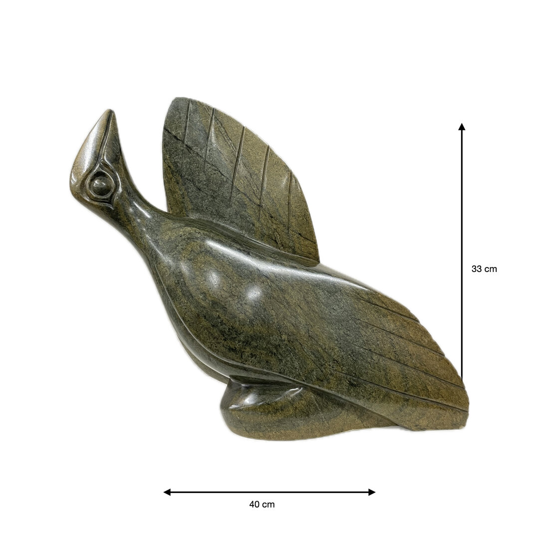 Stenen beeld, Scratching bird, Fruit serpentine 33 cm