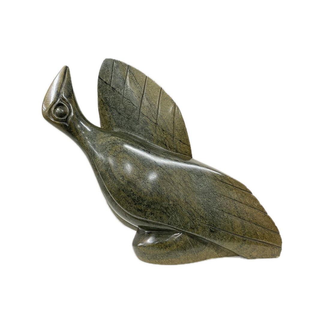 Stenen beeld, Scratching bird, Fruit serpentine 33 cm