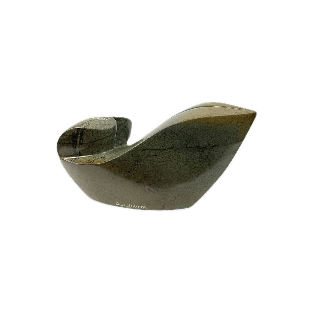 Stenen beeld, Thinking about the future, Fruit serpentine 18 cm