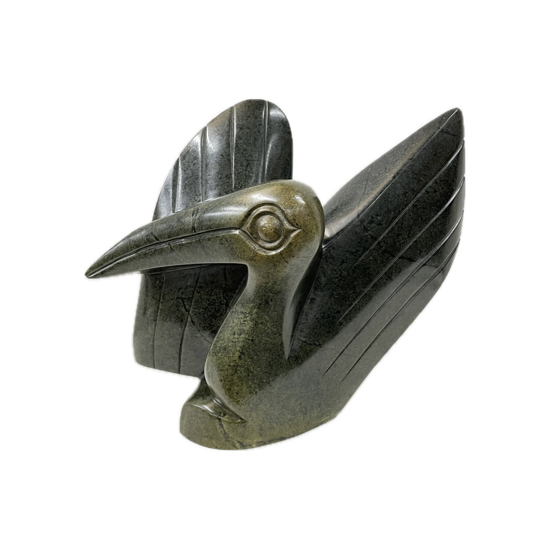Stenen beeld, River bird, Fruit serpentine 28 cm