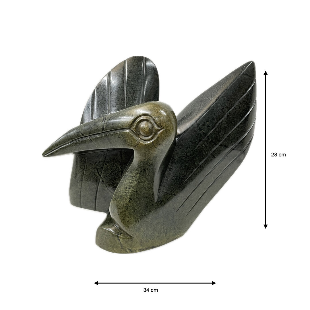 Stenen beeld, River bird, Fruit serpentine 28 cm