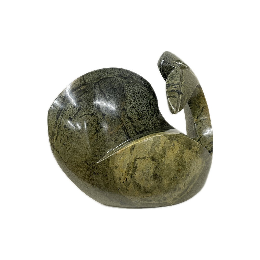 Stenen beeld, Resting bird, Fruit serpentine 23 cm