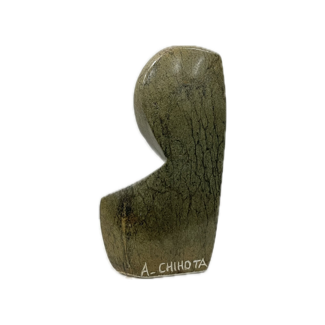 Stenen beeld, Thinking man, Fruit serpentine 19 cm