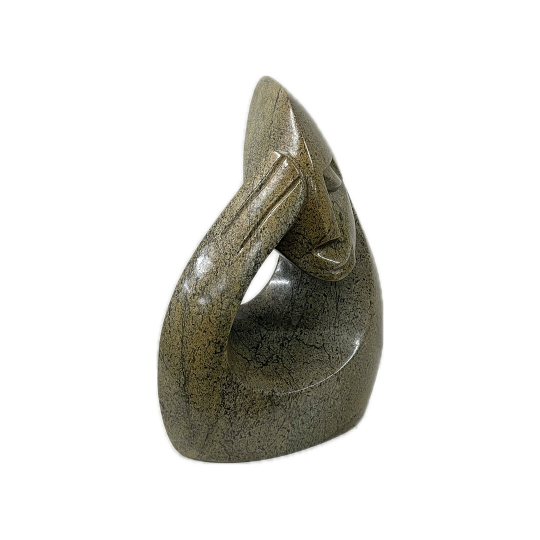 Stenen beeld, Feeling happy, Fruit serpentine 23 cm