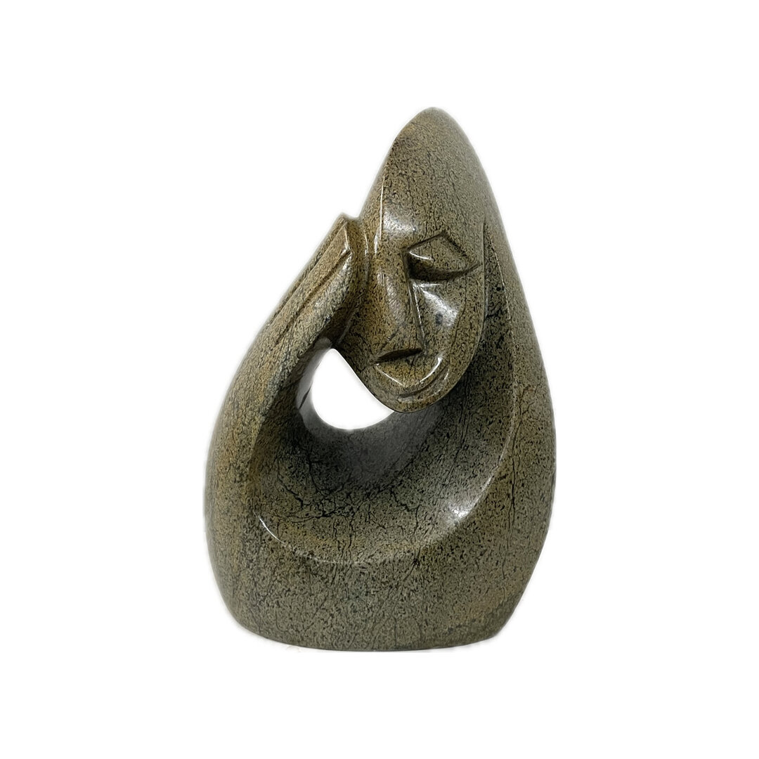 Stenen beeld, Feeling happy, Fruit serpentine 23 cm