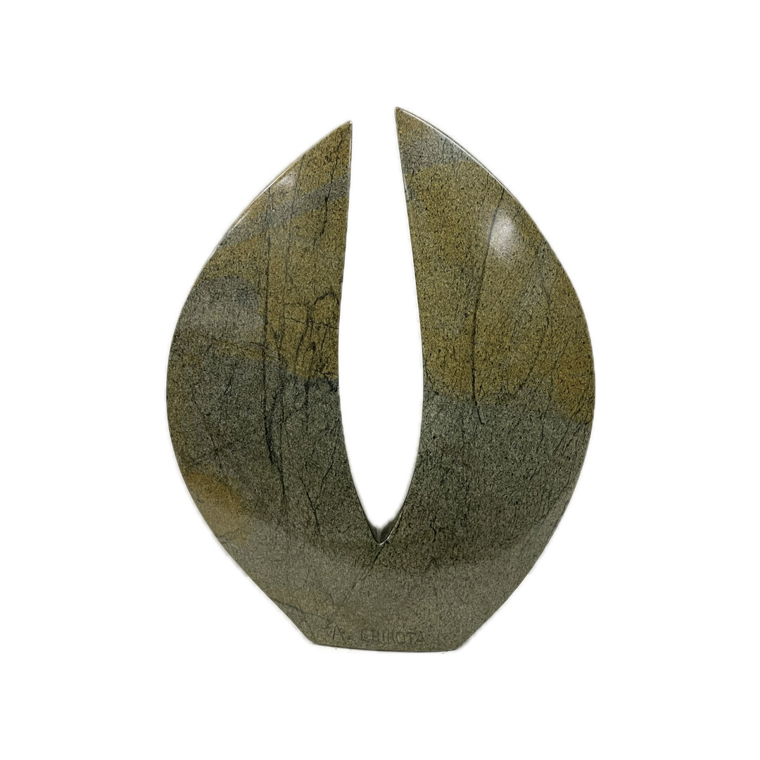 Stenen beeld, Twin heads, Fruit serpentine 33 cm