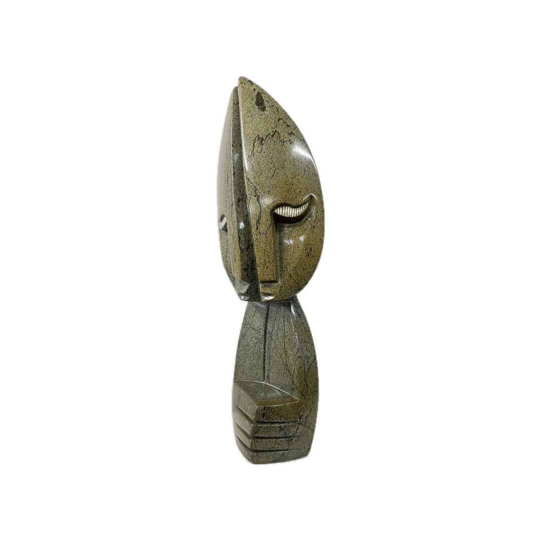Stenen beeld, Twin heads, Fruit serpentine 43 cm