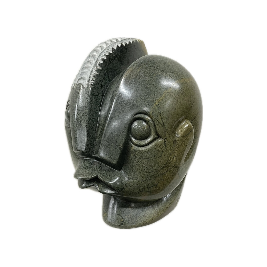 Stenen beeld, Kissing lovers, Fruit serpentine 26 cm