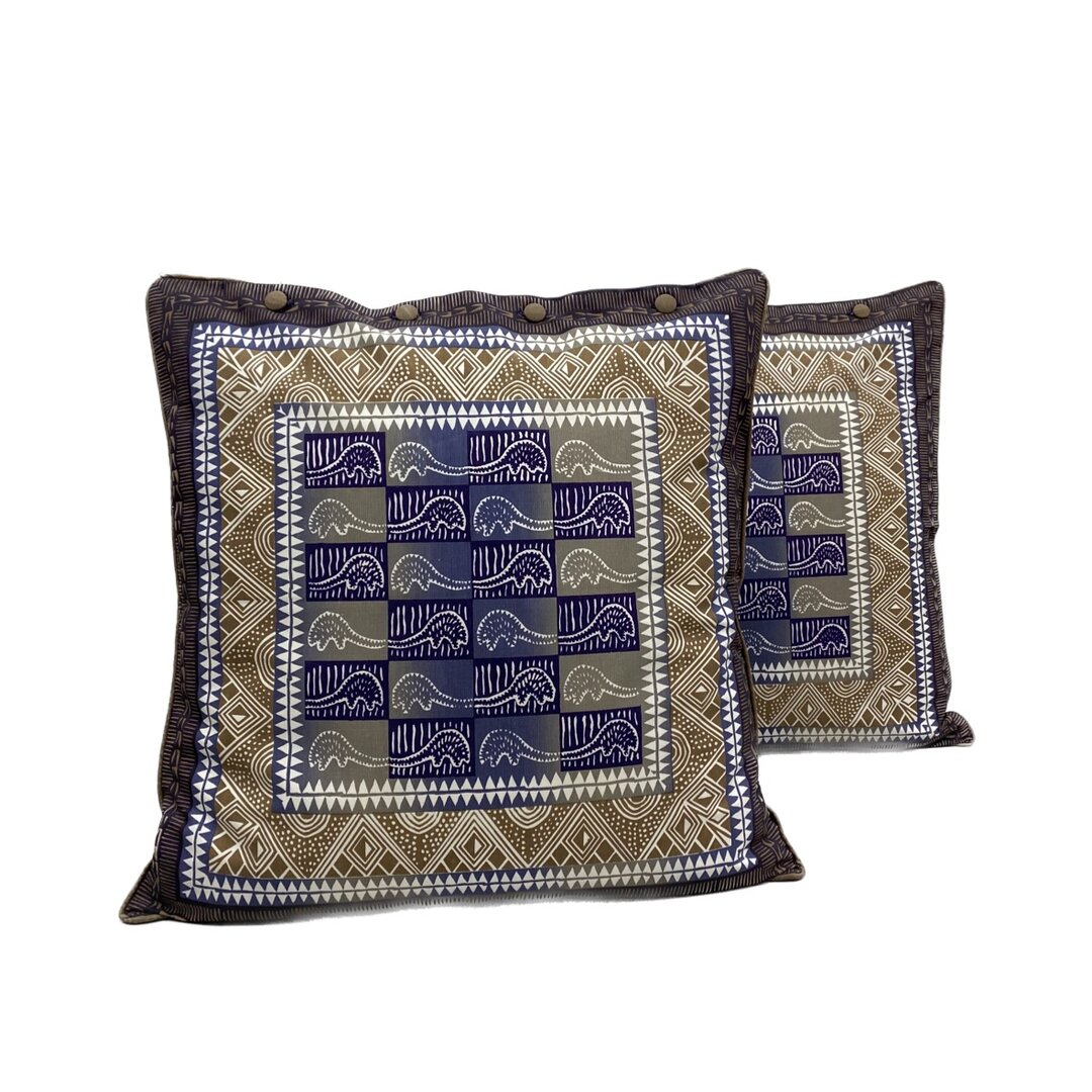 Zeefdruk kussen Zimbabwe  Bruin beige ecru