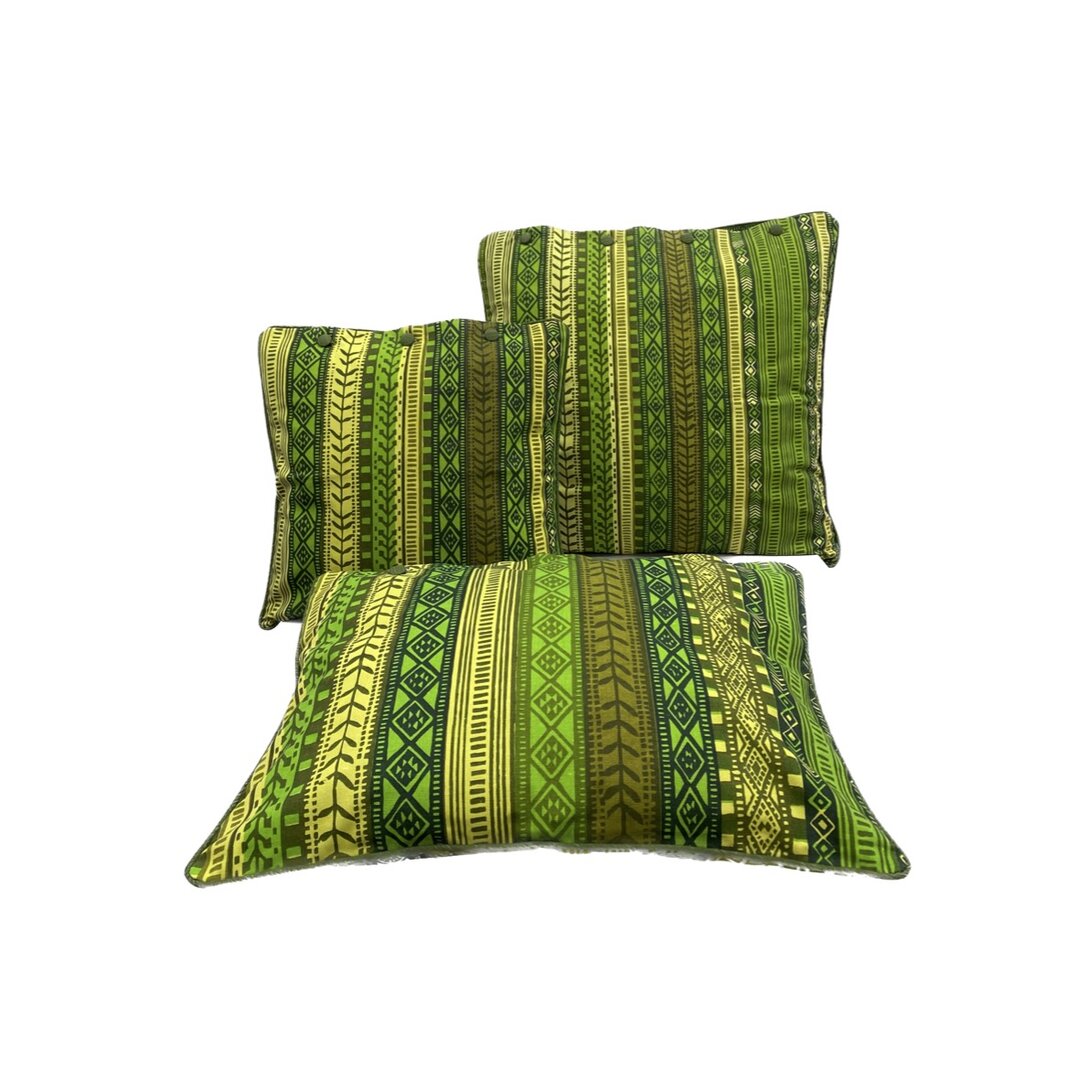 Silkscreen pillow Zimbabwe Stripe Green 