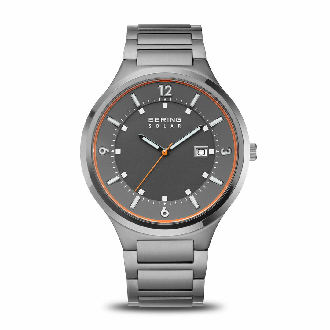 Bering Horloge Solar blauw/oranje Geborsteld 14442-777