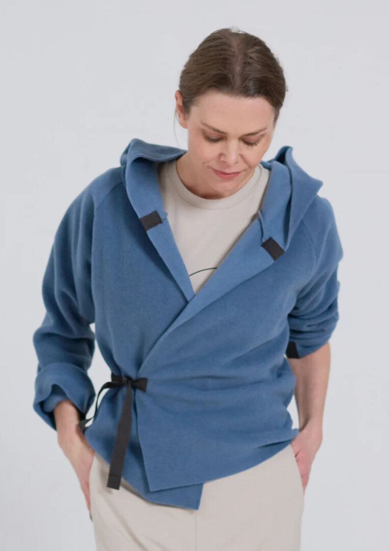 Henriette Steffensen Copenhagen Cardigan Wrap Dusty blue De Blaker exclusief