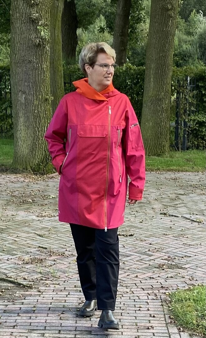 Regn door draag  jas Gena fuchsia, waterdicht, winddicht en waterdicht