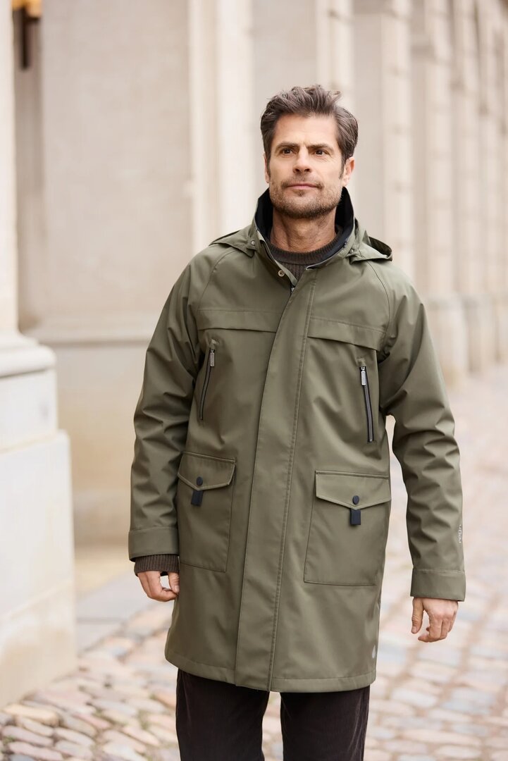 Regn Heren door draag  jas George olive, waterdicht, winddicht en ademend 