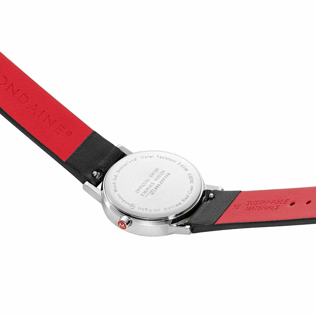 Mondaine Watch Classic 30 mm polished black vegan strap